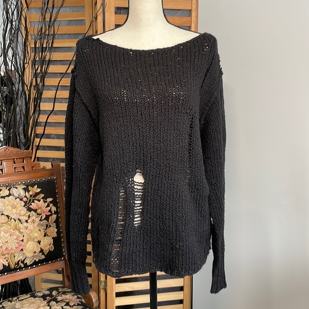 Free People Destroyed Oversized Sweater XS